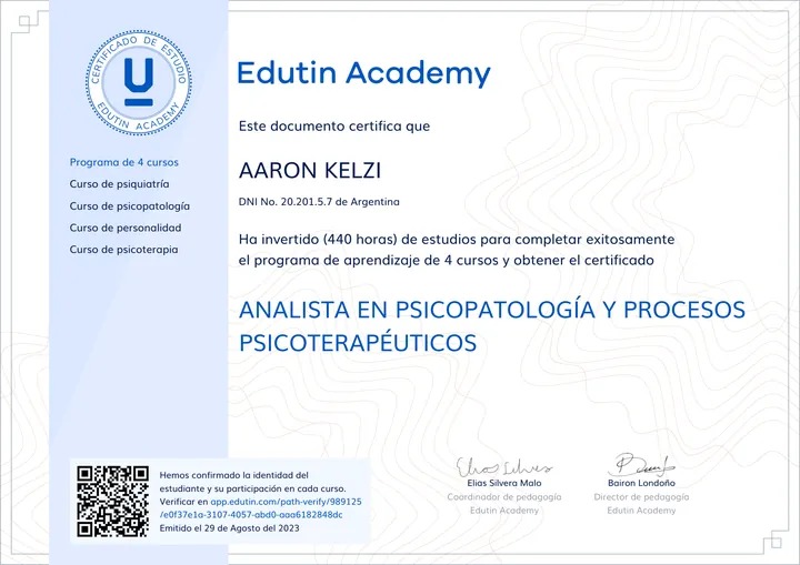 Vista previa: Analista en Psicopatología y Procesos Psicoterapéuticos