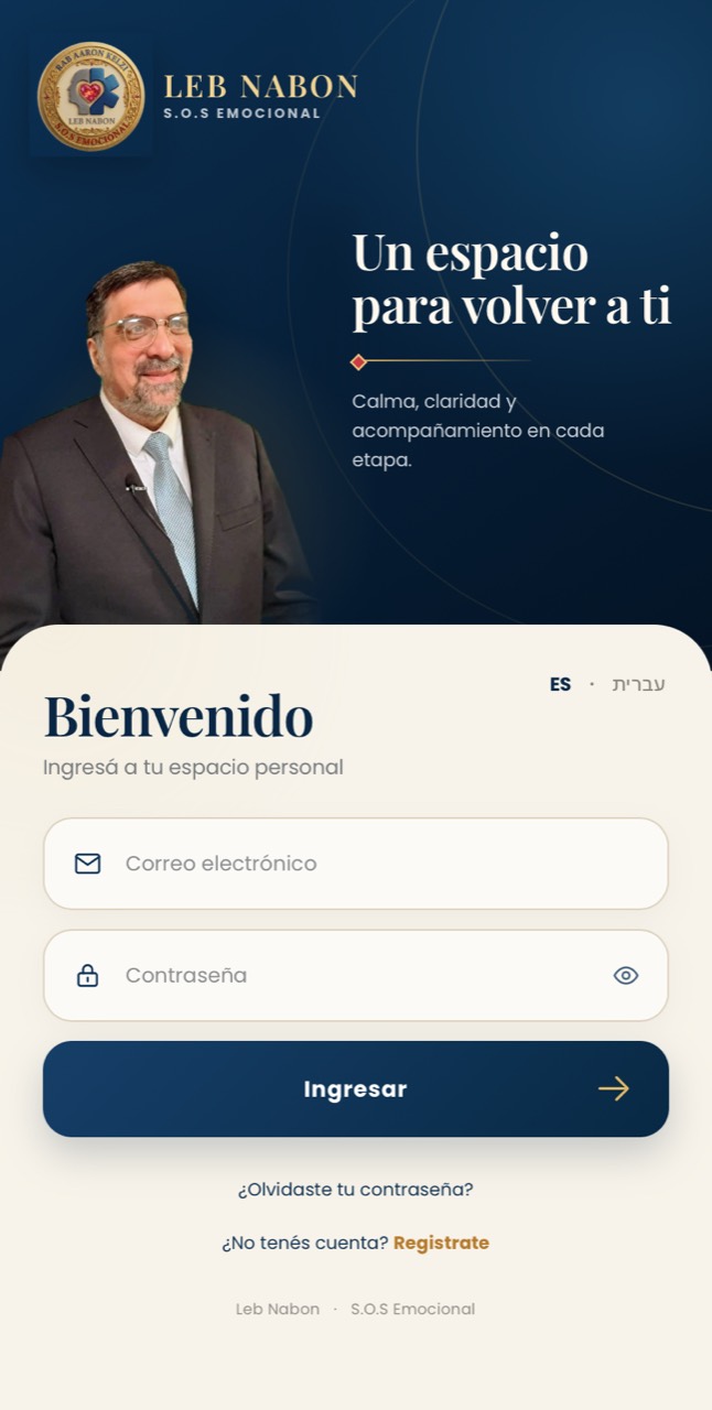 Pantalla de inicio de sesión de la app Leb Nabon